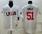 Men's USA Baseball #51 Brady Singer 2023 White World Baseball Classic Stitched Jerseys,baseball caps,new era cap wholesale,wholesale hats
